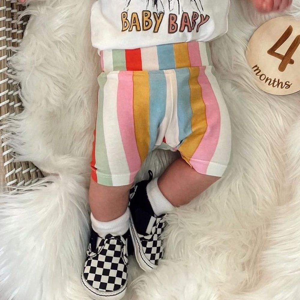 BIZZ x SIZZ Rainbow Striped Biker Shorts